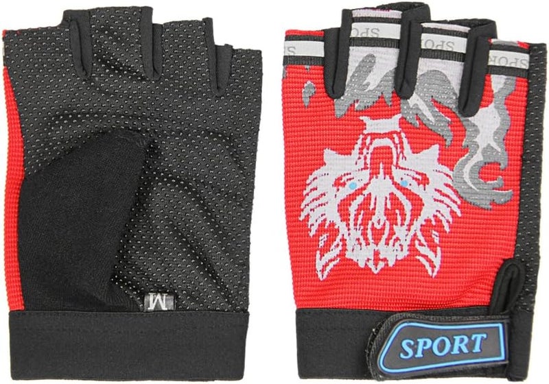 BXT Kids Fingerless Cycling Gloves Mittens Breathable Non-Slip Shock-Absorbing Kids Riding Bike Gloves Girls Boys Fishing Bicycle Roller Skating Hunting Climbing Half Finger Outdoor Sports Gloves - Image 2