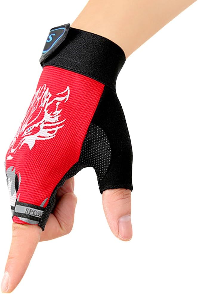 BXT Kids Fingerless Cycling Gloves Mittens Breathable Non-Slip Shock-Absorbing Kids Riding Bike Gloves Girls Boys Fishing Bicycle Roller Skating Hunting Climbing Half Finger Outdoor Sports Gloves - Image 1