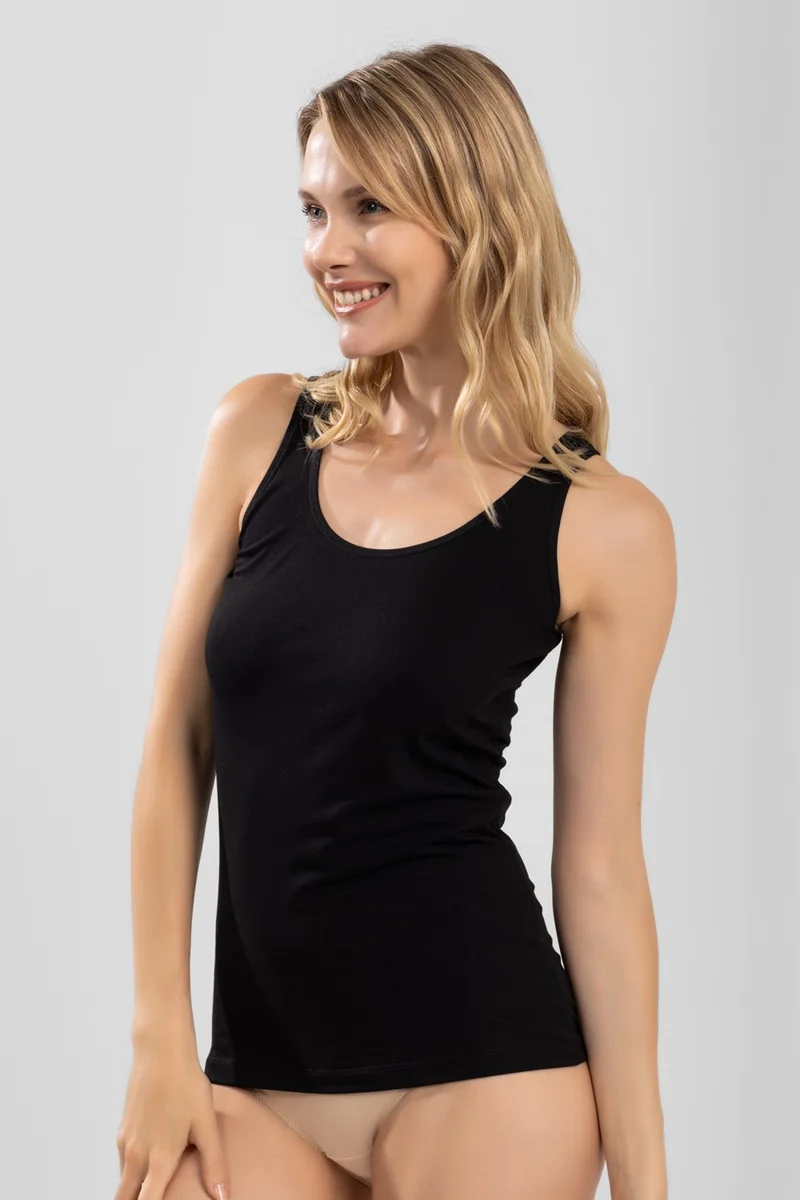 Baykar Women's Thick Strappy Plain Undershirt 6136 Black