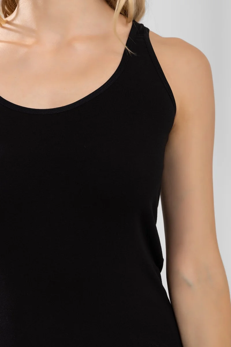 Baykar Women's Thick Strappy Plain Undershirt 6136 Black