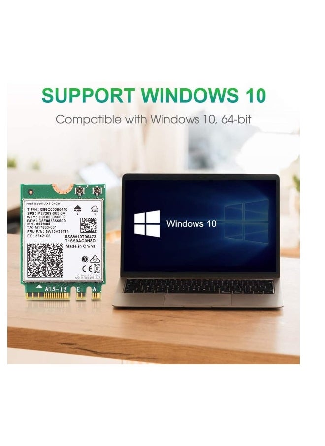 Generic - AX210NGW Wi-Fi 6E Card Bluetooth 5.3 Tri-Band 5400Mbps to 6GHz Network Adapter 802.11AX MU-MIMO Wireless Module Expand for Laptop, Support Windows 10/11 64bit, M.2/NGFF - Image 1