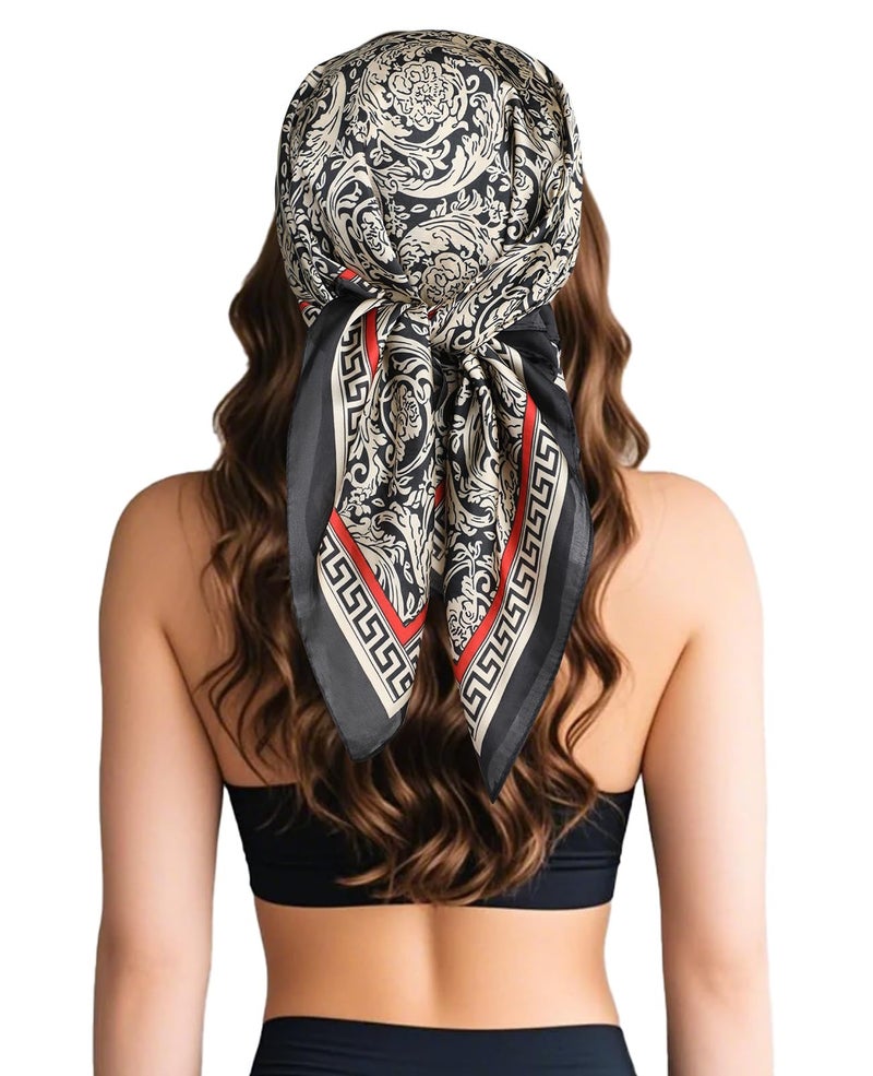 Sumolux Head Hair Scarf for Women Like Satin Silk Scarf Bandana Hair Wrapping Night Large Square Scarves 27.5" - Image 4
