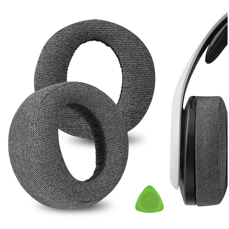 Geekria Comfort Linen Replacement Ear Pads for Sony PlayStation 5, PS5 Pulse 3D Wireless Headphones Ear Cushions, Repair Parts (Grey) - Image 1