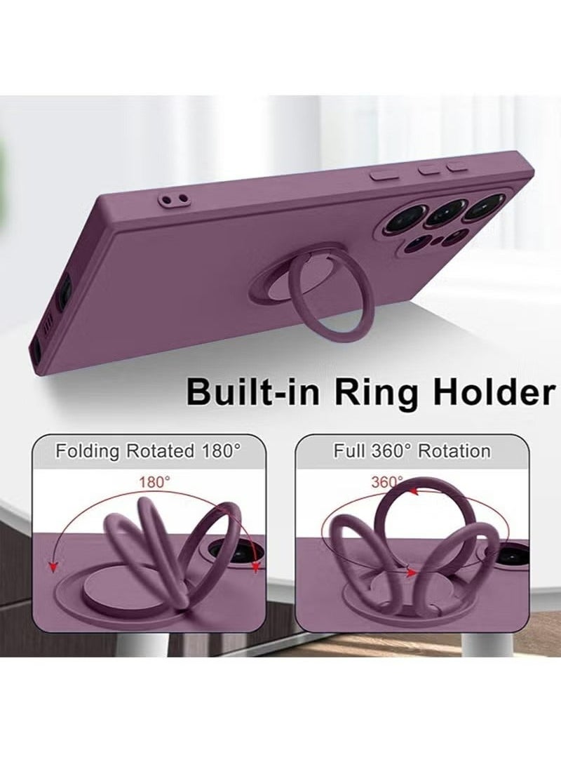 TEAM LUXURY Samsung Galaxy S24 Ultra Case Silicone Cover with Ring 360°rotatable Kickstand Anti-Scratch Magnetic Car Mount Shockproof Camera Len Protector Comfortable Touch Feel Back Cover Phone Accessories  - Image 5