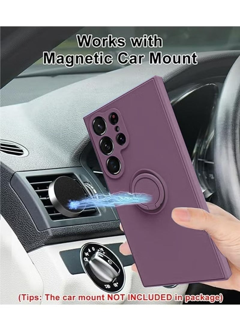 TEAM LUXURY Samsung Galaxy S24 Ultra Case Silicone Cover with Ring 360°rotatable Kickstand Anti-Scratch Magnetic Car Mount Shockproof Camera Len Protector Comfortable Touch Feel Back Cover Phone Accessories  - Image 2