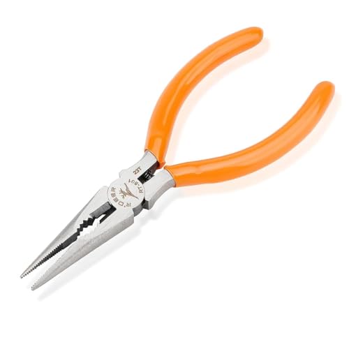 Rongon Small Needle Nose Pliers 5 Inch Precision Long Nose Plier Jewelry Pliers Tools Craftsman Tool Kit for Bending Wire Handcraft PCB Board Working in Tight Areas