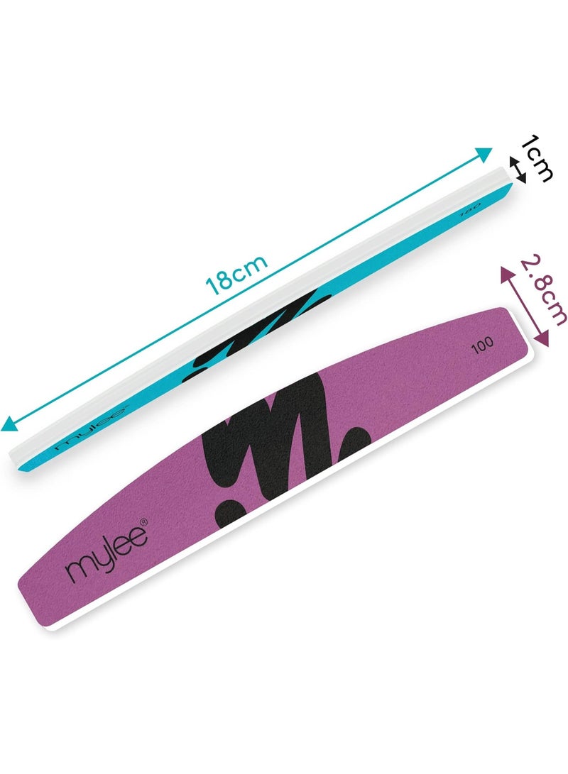 mylee Dual Grit Foam Nail Files 100/180 Grit Pack of 2 Professional Salon Quality Manicure at Home File and Contour Suitable for Acrylic Natural Nails and Gel Polish Removal Prep Shape and Repair - Image 2