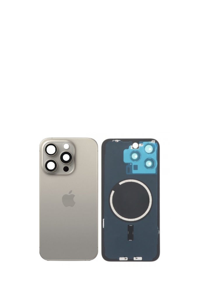 Generic - Back Glass Cover For iPhone 15 Pro  Plus Rear Case Door Housing with Wireless Flex Cable Metal Plate Replacement - Image 1