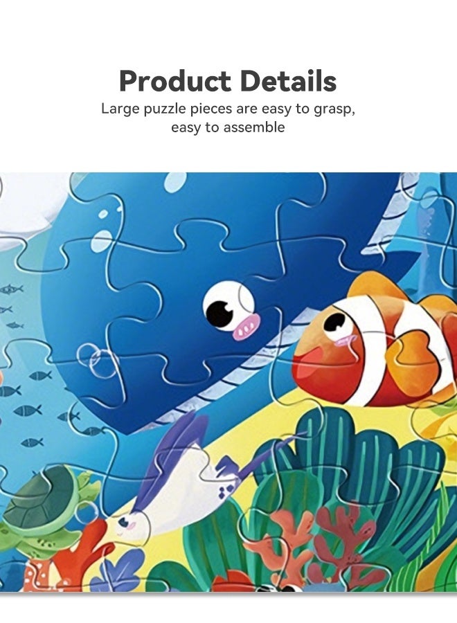 36-Piece Ocean World Jigsaw Puzzle for Kids, Educational Underwater Animal Puzzle Toy with Gift Box, Large Size 375x255mm, Ocean Exploration Learning Game for Toddlers - Image 2