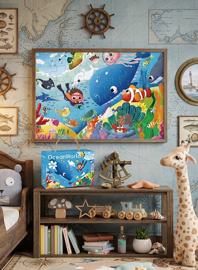 36-Piece Ocean World Jigsaw Puzzle for Kids, Educational Underwater Animal Puzzle Toy with Gift Box, Large Size 375x255mm, Ocean Exploration Learning Game for Toddlers - Image 5