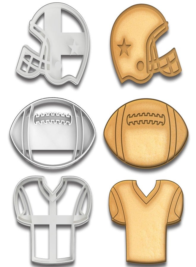 Mighty Gadget Football Cookie Cutters 3-Pc Set - Includes Football, Helmet, Jersey, 4.25" for Game Day Fun (Random Color) - Image 1