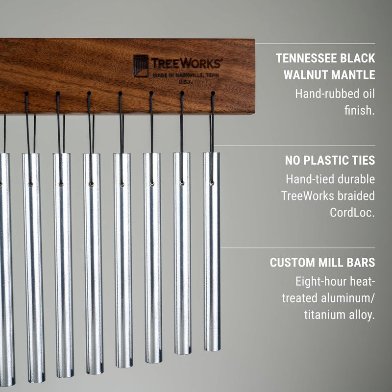 TreeWorks TRE23 23 Bar Classic Chime - Chrome with Black Walnut Mantle - Image 3