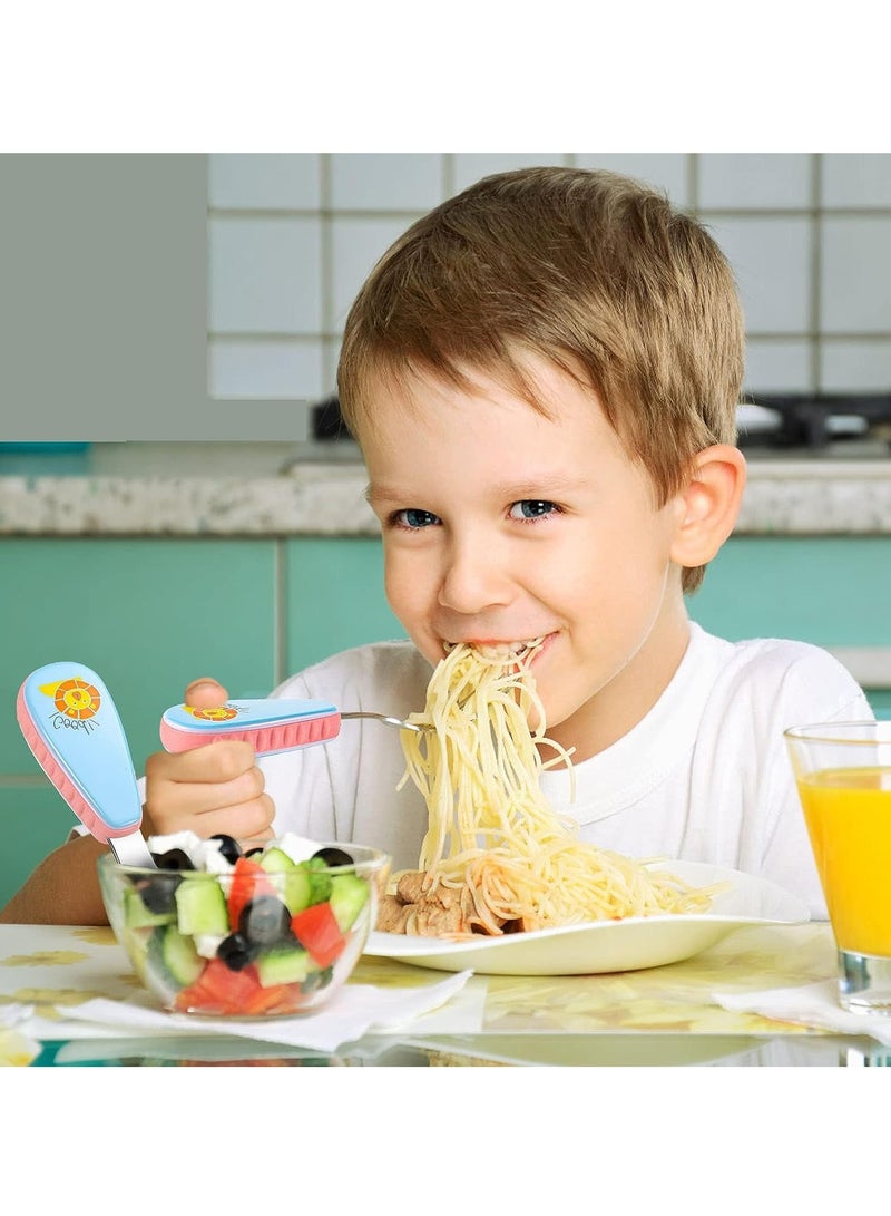 SYOSI 6 Packs Stainless Steel Baby Utensils Cutlery Set, Plastic Handle Toddler Spoons Forks Self Feeding for 12 Months Plus Toddler Kids Children - Image 5