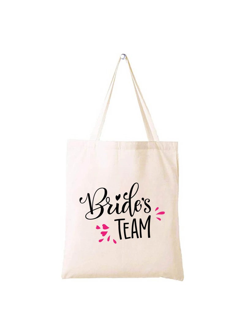 PRINTSHOP4ME Team Bride Bachelorette Party Favor Cotton Tote Bags for the Wedding Party - Bridesmaid Gift Bags with Fun Team Bride Designs - Bachelorette Party Supplies - Image 1