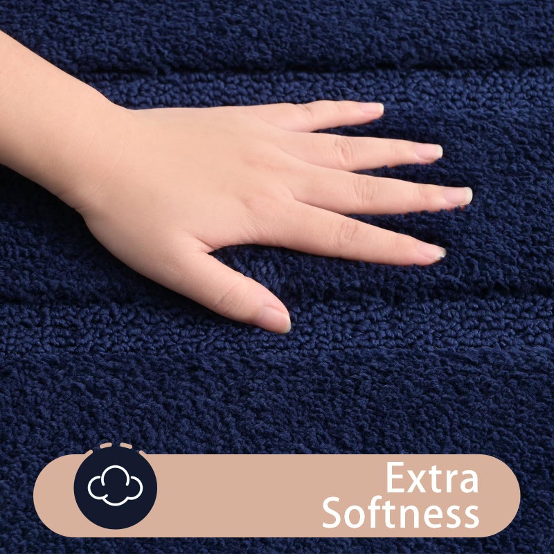 Homore Bathroom Runner Rug 24 × 36 بوصة بحرية زرقاء غير قسيمة سجادة حمام للحمام سميكة ناعمة وامتصاص الحمام الحمام حصيرة قابلة للغسل سجاد عداء السجاد للاستحمام - Image 2