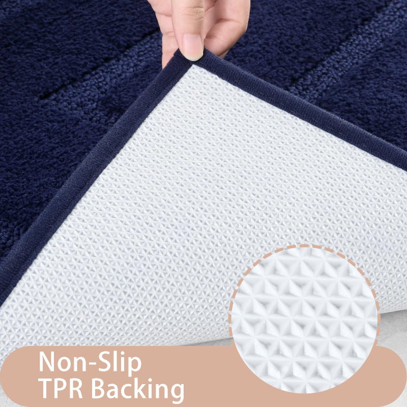 Homore Bathroom Runner Rug 24 × 36 بوصة بحرية زرقاء غير قسيمة سجادة حمام للحمام سميكة ناعمة وامتصاص الحمام الحمام حصيرة قابلة للغسل سجاد عداء السجاد للاستحمام - Image 3
