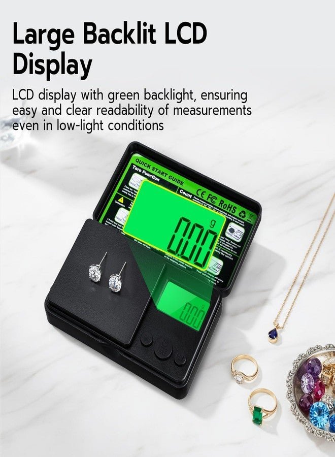 Wigearss 0.01g/500g Digital Milligram Scale, Pocket Micro Scale with Tare Weight Function,Calibration Weight ＆ Backlit LCD Display, Mini Precision Scale for Weighing Powder, Gold, Jewelry, Mini Food - Image 3