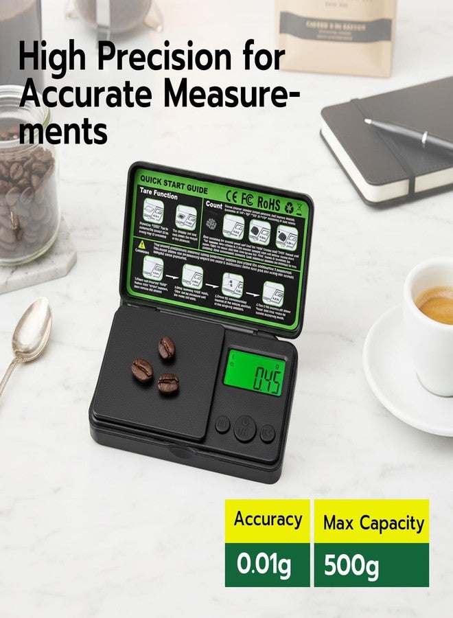 Wigearss 0.01g/500g Digital Milligram Scale, Pocket Micro Scale with Tare Weight Function,Calibration Weight ＆ Backlit LCD Display, Mini Precision Scale for Weighing Powder, Gold, Jewelry, Mini Food - Image 2