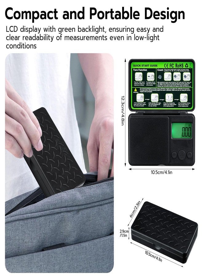 Wigearss 0.01g/500g Digital Milligram Scale, Pocket Micro Scale with Tare Weight Function,Calibration Weight ＆ Backlit LCD Display, Mini Precision Scale for Weighing Powder, Gold, Jewelry, Mini Food - Image 4