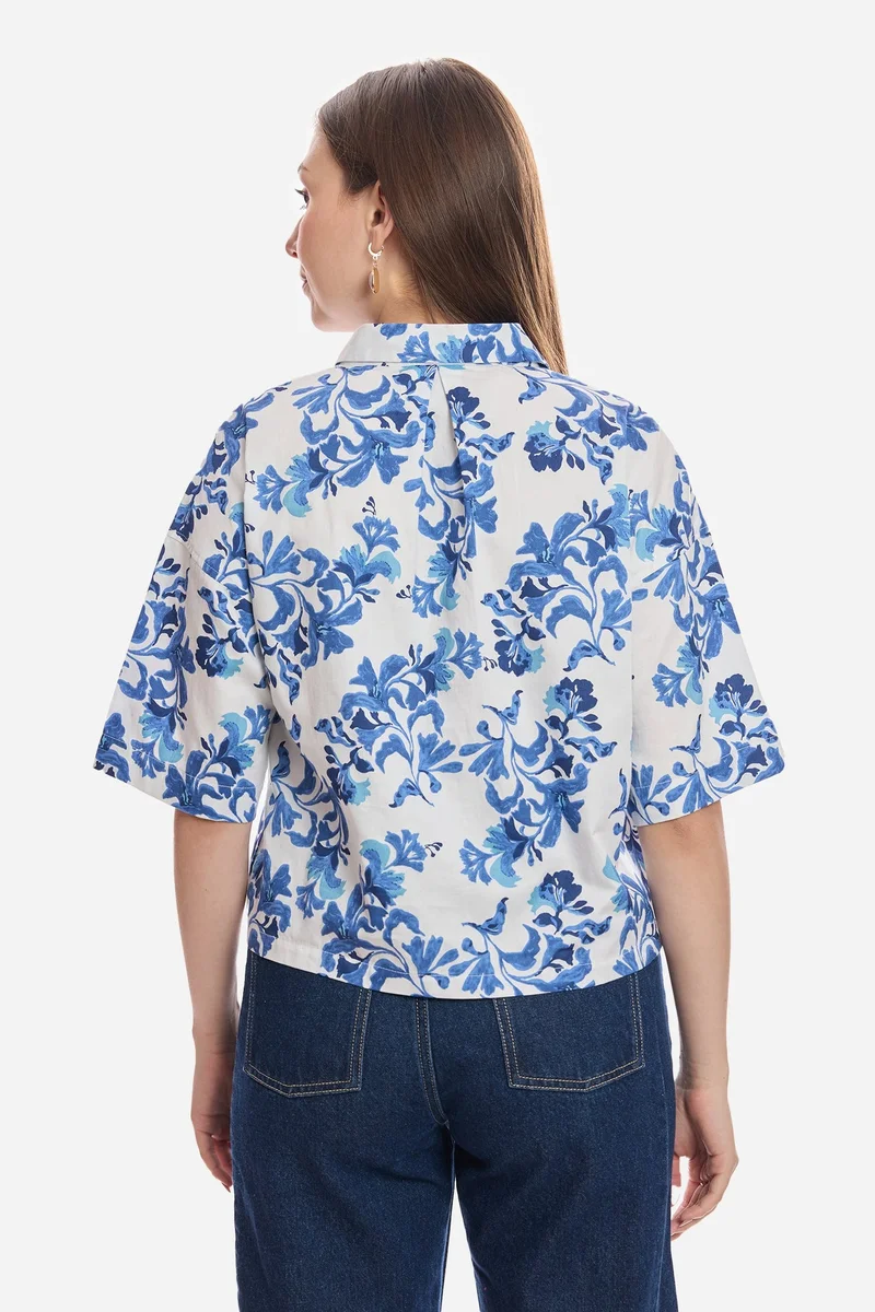 Virgio  Floral Cotton Boxy Fit Cropped Shirt for Women for Women | Best Price UAE