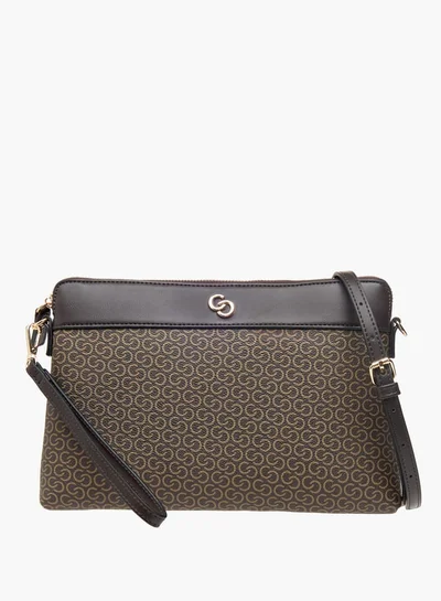Celeste Women Monogram Print Crossbody Bag with Detachable Strap