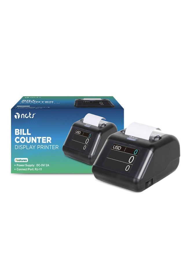 NCTS Receipt Printer for Money Counting Machine NCTS MP01 Mixed Denomination External Display plus Printer in One Connects via RJ-11 Plug, Thermal Receipt Printer Suitable for 58mm Thermal Paper - Image 1