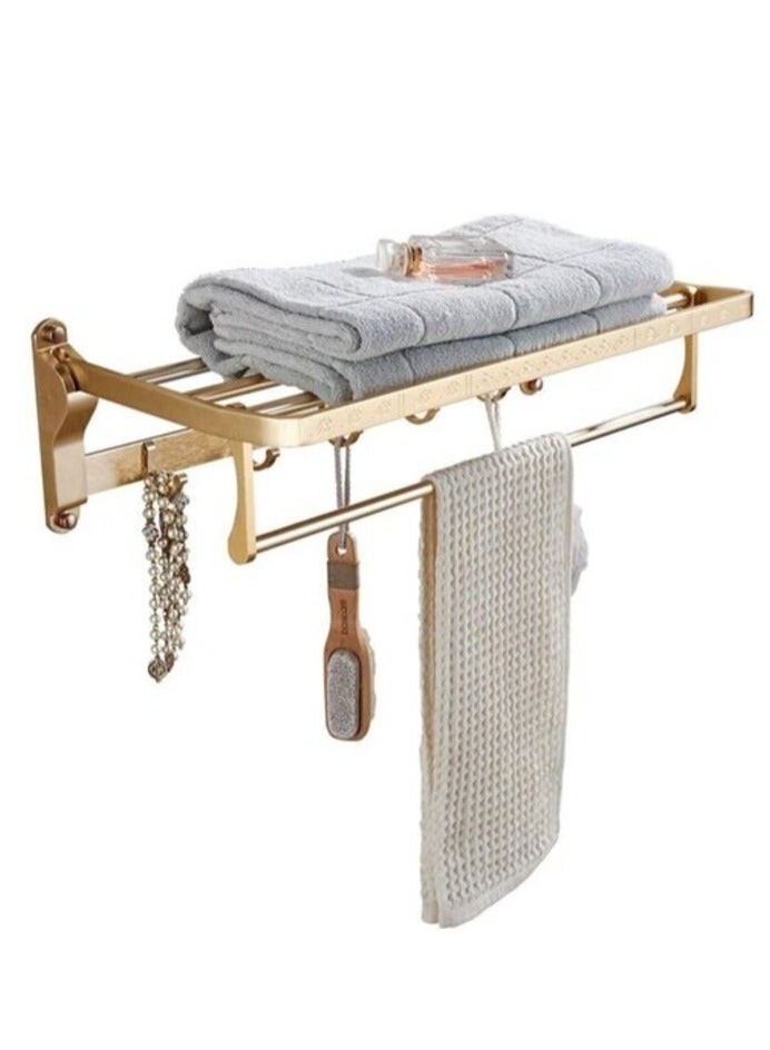 بروماس منشفة رف الذهبي منشفة رف الحرة اللكم منشفة رف الحمام منشفة بار للطي منشفة رف الحمام منشفة معلقة - Image 1