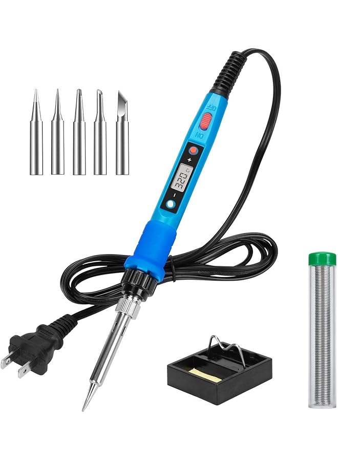 erorex Soldering Iron Kit Electronics 60W Adjustable Temperature Soldering Iron 5Pcs Soldering Iron Tips Solder Rosin Solder Wick Stand And Other Soldering Kits In Portable Toolbox - Image 1