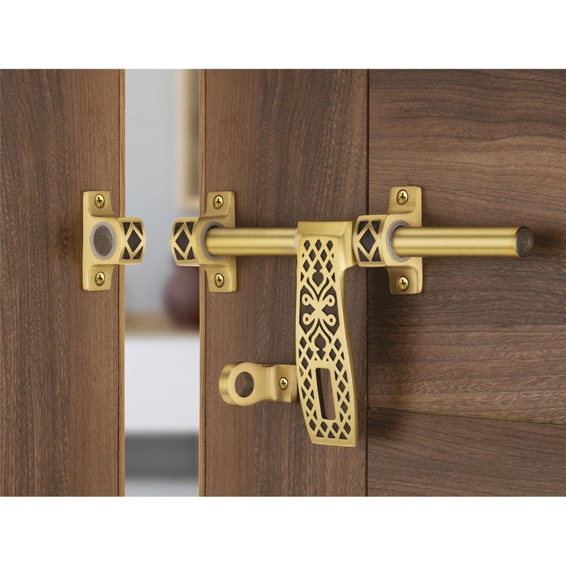 Compass سلسلة ديامود مزلاج نحاسي ثقيل للباب المفرد للمنزل/المكتب (قهوة عتيقة، 10 بوصة) - Image 4