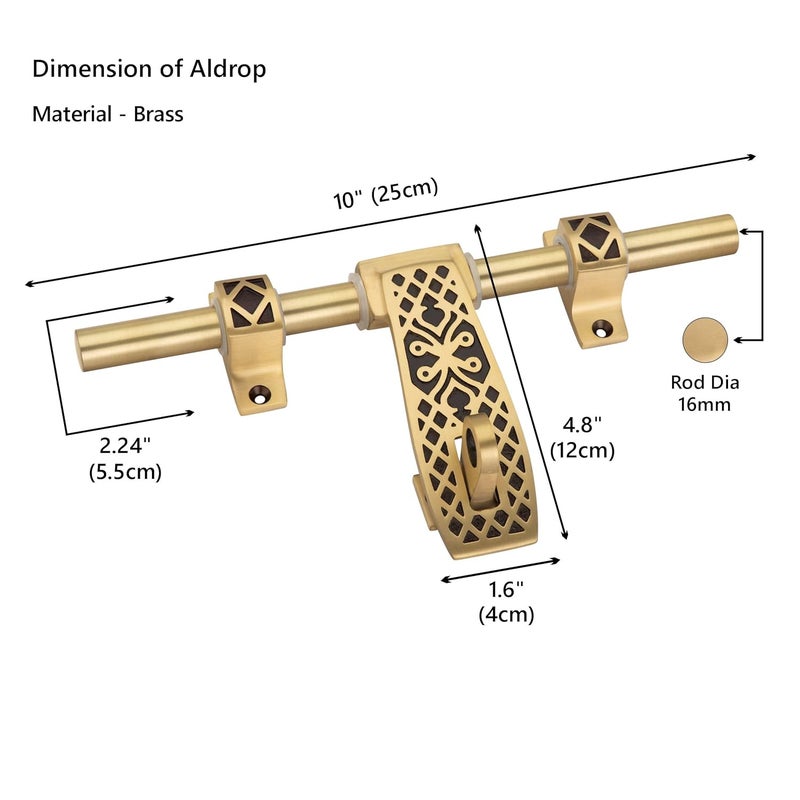 Compass سلسلة ديامود مزلاج نحاسي ثقيل للباب المفرد للمنزل/المكتب (قهوة عتيقة، 10 بوصة) - Image 5