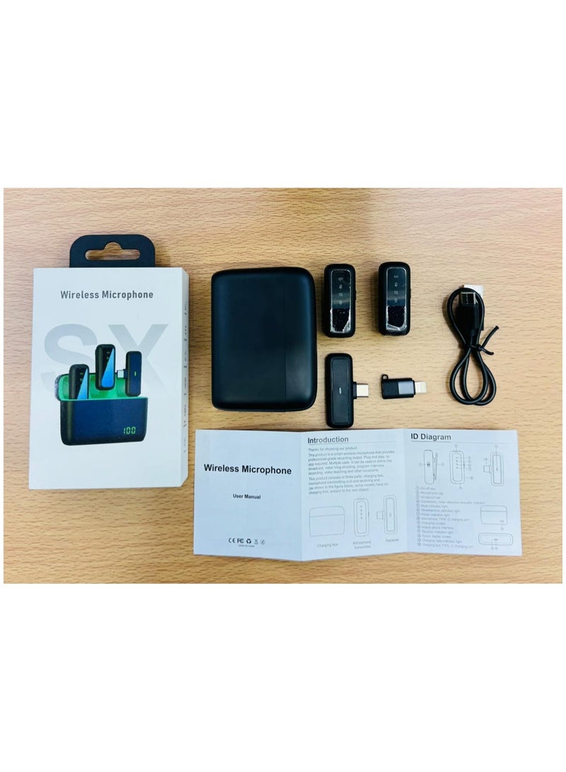 Wireless Lavalier Microphone with LED Digital Display Charging Case for Android LED Microphone Screen Smart Noise Cancellation Wireless Transmission 20 Meters 65 feet SX6 Type C and iPhone  - Image 4