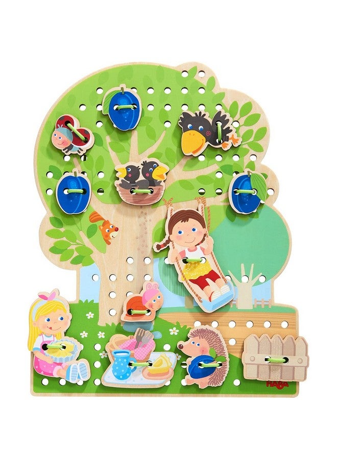 HABA Orchard Threading Game for Kids Ages 3-5, Lacing Tiles for Fine Motor Skills Development, Montessori Learning Toy for Preschoolers with 31 Fruit & Character Tiles - Image 1