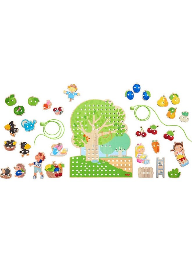 HABA Orchard Threading Game for Kids Ages 3-5, Lacing Tiles for Fine Motor Skills Development, Montessori Learning Toy for Preschoolers with 31 Fruit & Character Tiles - Image 2