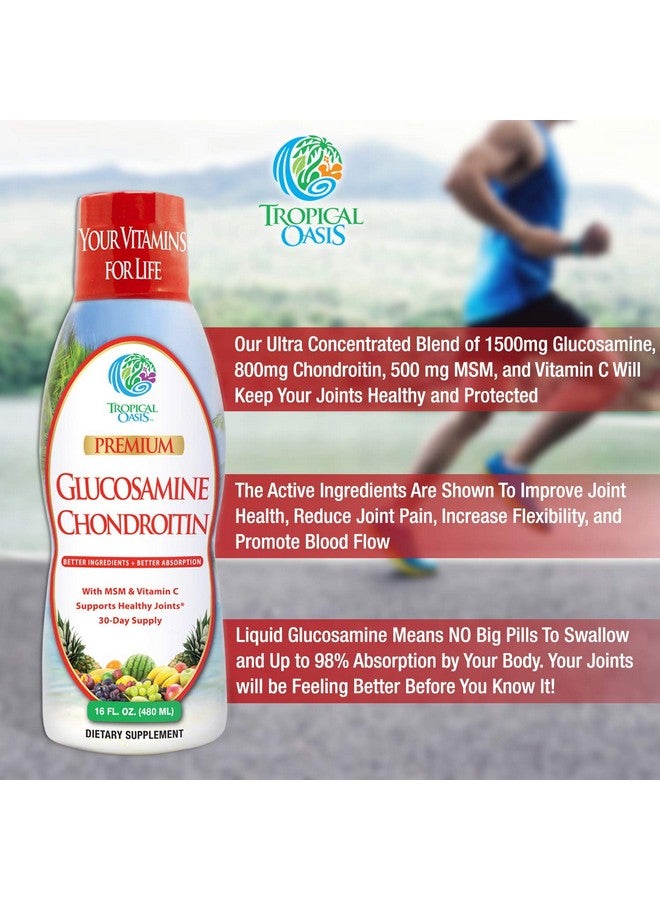 Tropical Oasis Premium Liquid Glucosamine Chondroitin  Msm Joint Support Formula Concentrated Liquid For Max Absorption Clear 16 Fl Oz - Image 3