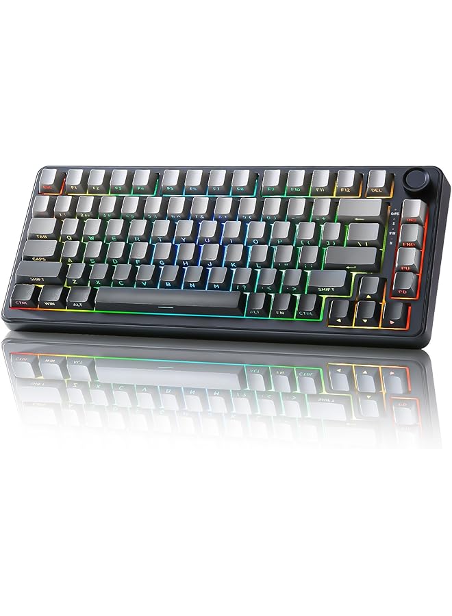 YUNZII B75 Mechanical Wired Keyboard 75% Hot Swap With Knob Rgb Backlit Gasket Gaming Keyboard With Double Shot Pbt Keycaps Cherry Profile Win/Mac (Gradient Black Milk V2 Linear Switch)  - Image 1
