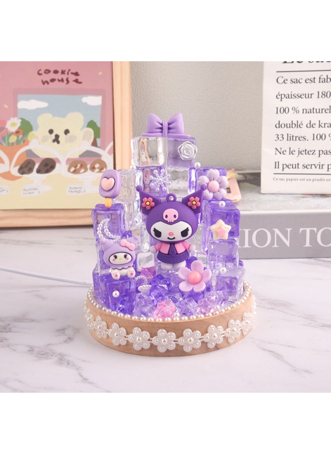 Mini Castle Ice Diy Wine Bottle Nightlight Creative Luminous Desktop Decorative Ornaments Couple Gift Girl-Color:Ice Crystal Love Night Lights Beautiful Rabbit  - Image 2