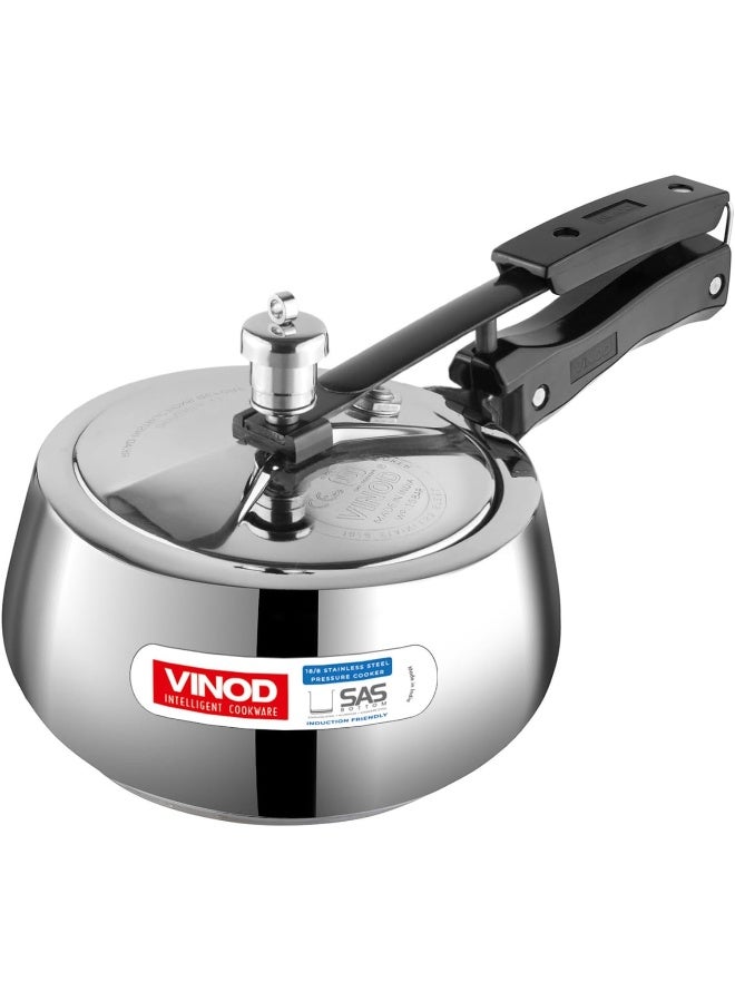 VINOD 3.5Liters Europa Stainless Steel Inner Lid Pressure Cooker - 3.5 Litre | Handi Shape | Sandwich Bottom Cooker | Induction and Gas Base | ISI and CE certified silver - Image 1