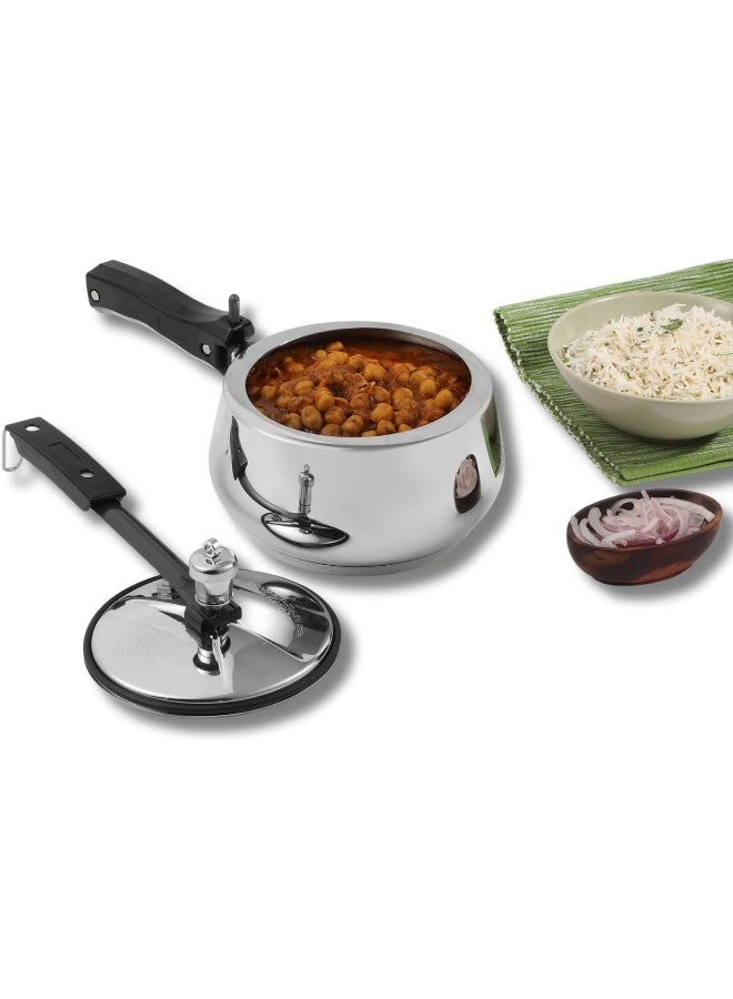VINOD 3.5Liters Europa Stainless Steel Inner Lid Pressure Cooker - 3.5 Litre | Handi Shape | Sandwich Bottom Cooker | Induction and Gas Base | ISI and CE certified silver - Image 3