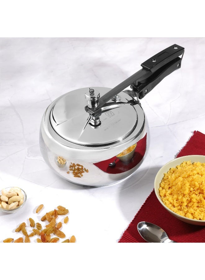 VINOD 3.5Liters Europa Stainless Steel Inner Lid Pressure Cooker - 3.5 Litre | Handi Shape | Sandwich Bottom Cooker | Induction and Gas Base | ISI and CE certified silver - Image 2