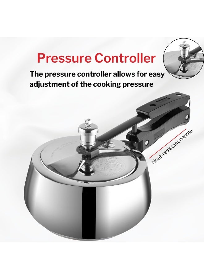 VINOD 3.5Liters Europa Stainless Steel Inner Lid Pressure Cooker - 3.5 Litre | Handi Shape | Sandwich Bottom Cooker | Induction and Gas Base | ISI and CE certified silver - Image 5