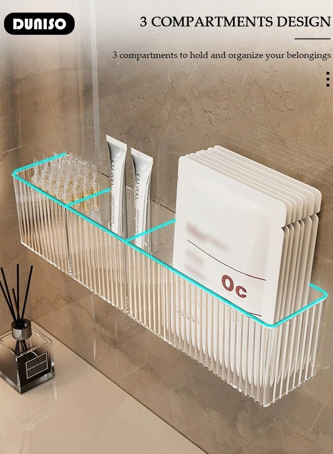 DUNISO 2 Pack Shower Caddy, Hollow Design Bathroom Makeup Organizer, No Drilling Hang Walls Shower Organizer, Clear Bathroom Organizers with 3 Compartments for Bathroom, Dorm, Toilet, Kitchen  - Image 5