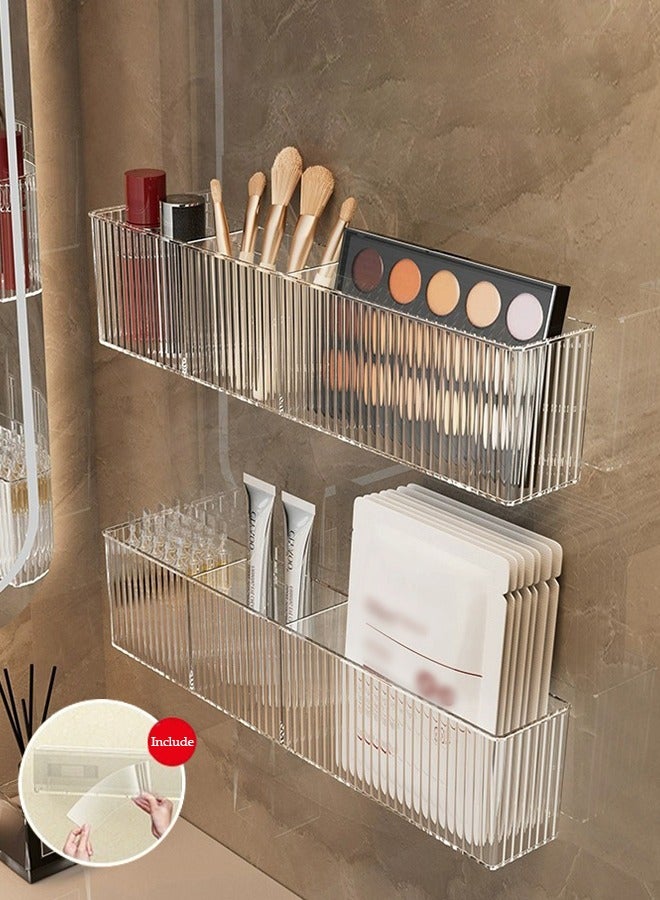 DUNISO 2 Pack Shower Caddy, Hollow Design Bathroom Makeup Organizer, No Drilling Hang Walls Shower Organizer, Clear Bathroom Organizers with 3 Compartments for Bathroom, Dorm, Toilet, Kitchen  - Image 1