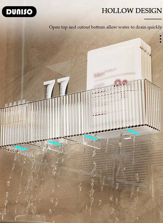 DUNISO 2 Pack Shower Caddy, Hollow Design Bathroom Makeup Organizer, No Drilling Hang Walls Shower Organizer, Clear Bathroom Organizers with 3 Compartments for Bathroom, Dorm, Toilet, Kitchen  - Image 3