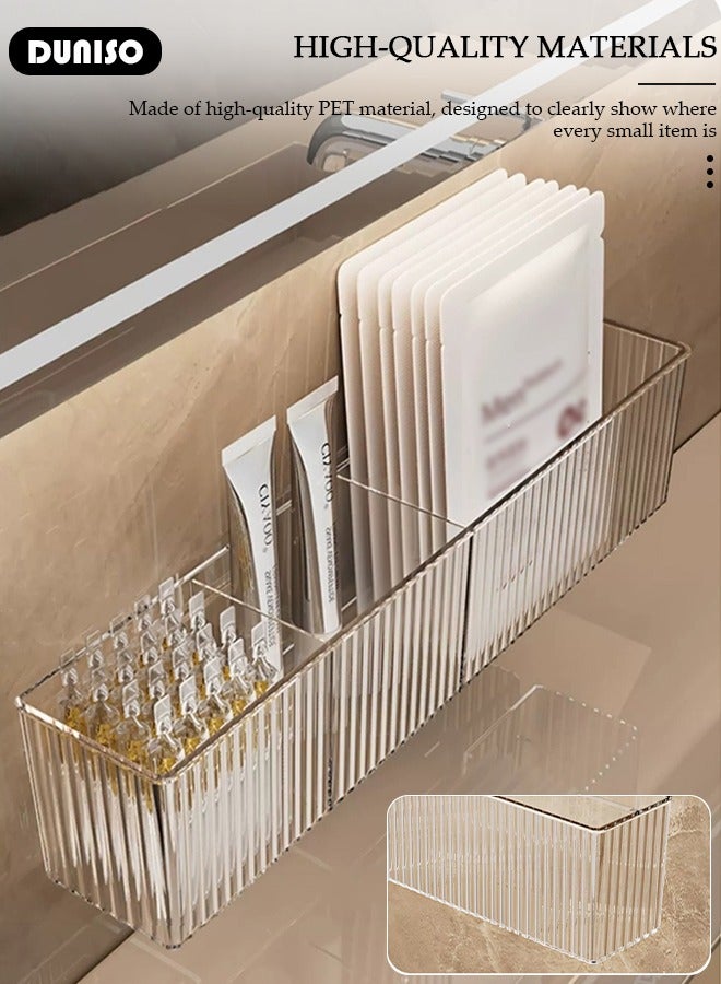 DUNISO 2 Pack Shower Caddy, Hollow Design Bathroom Makeup Organizer, No Drilling Hang Walls Shower Organizer, Clear Bathroom Organizers with 3 Compartments for Bathroom, Dorm, Toilet, Kitchen  - Image 2