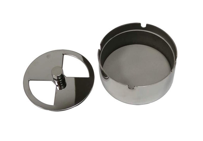 Fengtaike 102x42MM High-grade Stainless Steel Anti Fall Round Revolving Ashtray with Cover Tray Wind-proof Ash-tray for Hotel Home Bar - Image 4
