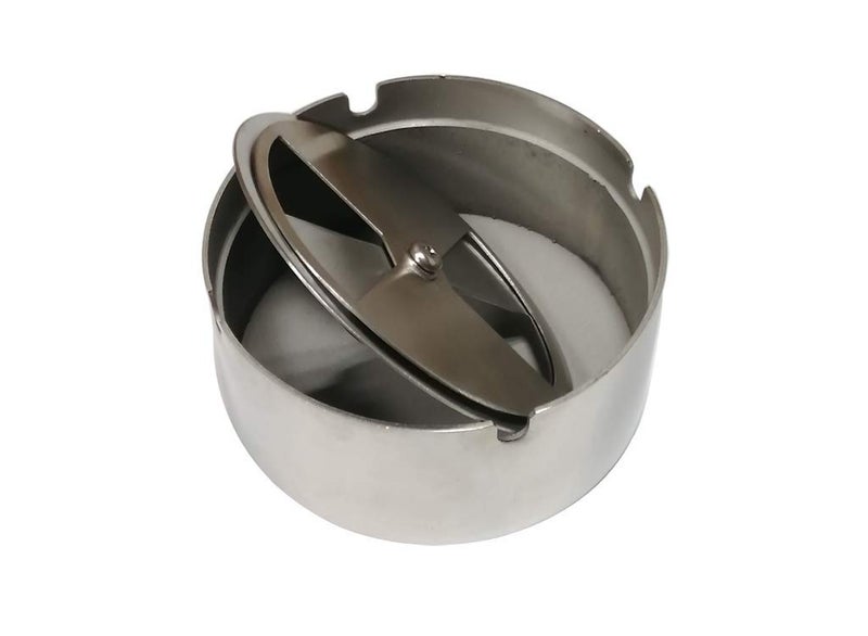 Fengtaike 102x42MM High-grade Stainless Steel Anti Fall Round Revolving Ashtray with Cover Tray Wind-proof Ash-tray for Hotel Home Bar - Image 2