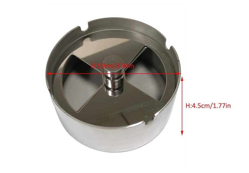 Fengtaike 102x42MM High-grade Stainless Steel Anti Fall Round Revolving Ashtray with Cover Tray Wind-proof Ash-tray for Hotel Home Bar - Image 3