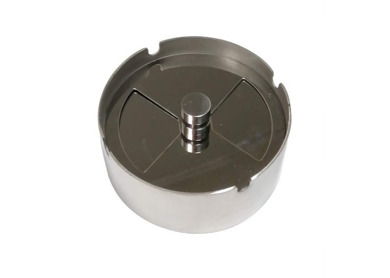 Fengtaike 102x42MM High-grade Stainless Steel Anti Fall Round Revolving Ashtray with Cover Tray Wind-proof Ash-tray for Hotel Home Bar - Image 1