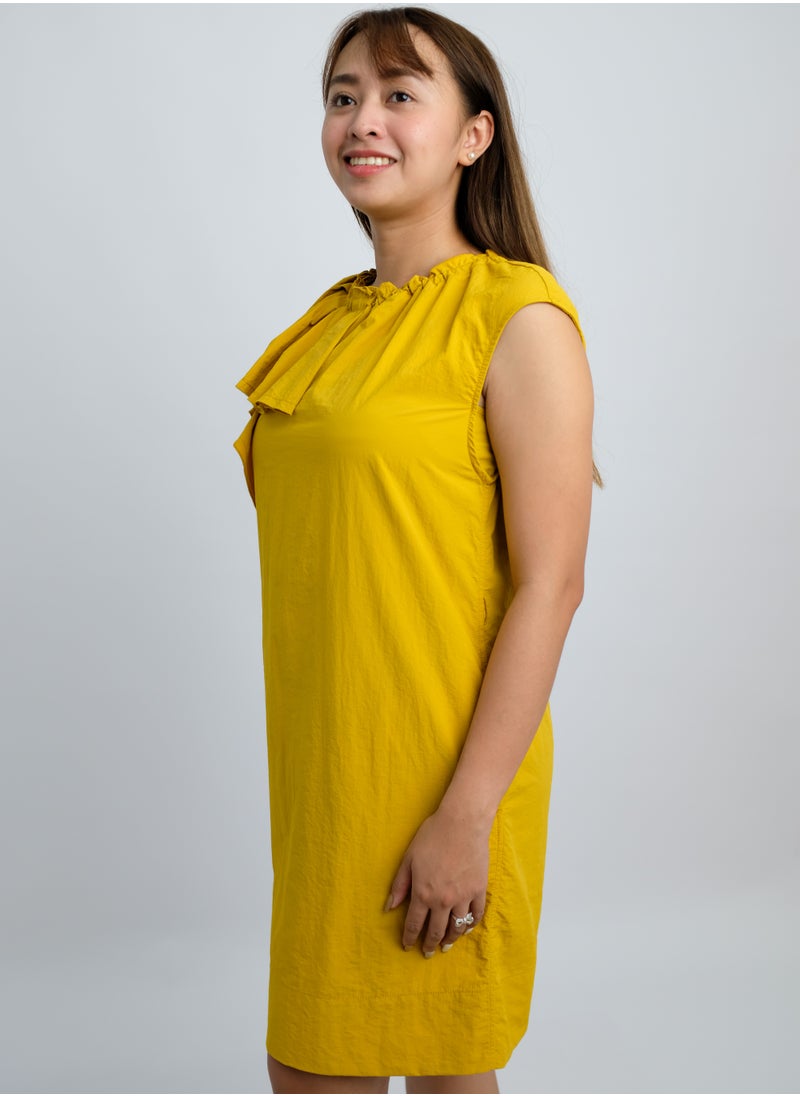 ONLY - Women’s Ruffle Neck Flutter Essential Dress in Tawny Olive - Image 1