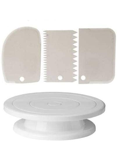 BAKING SET Baking Set Cake Making Turn Table 12 Steel Nozzles Coupler with Piece Frosting Piping Bag 2Pcs Icing Spatula Set and 3 Pieces of Dough Scrapper Cake Decoration Tools and Accessories  - Image 2
